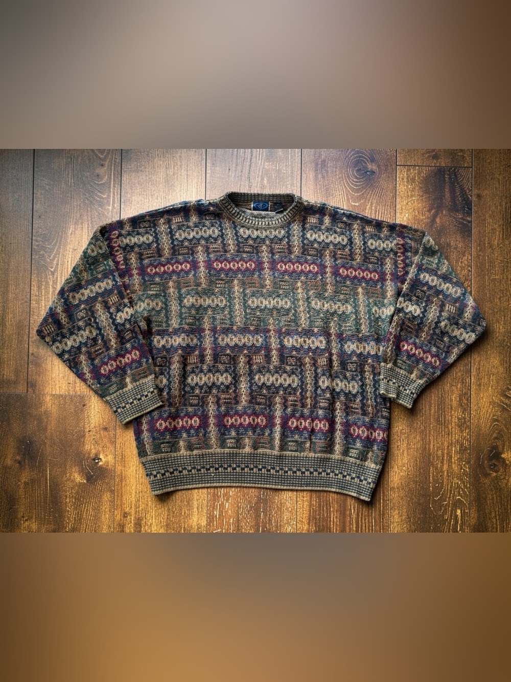 Vintage CT Sweater Mens XL 90s Geometric Knit Made Bulgaria